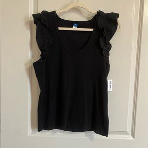 Old Navy Black Ruffle Tank Top